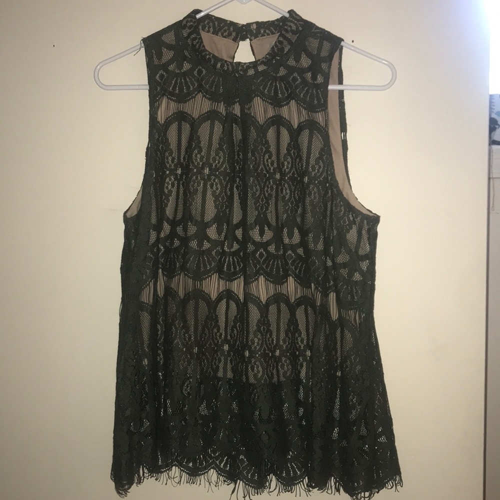 Green lace tank